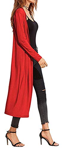Damen Cardigan – Maxi-Länge – Rot - 2